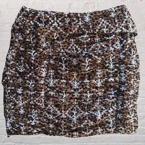 Free the Roses Eyelet Floral Print Skirt Small Cottagecore Boho Fall